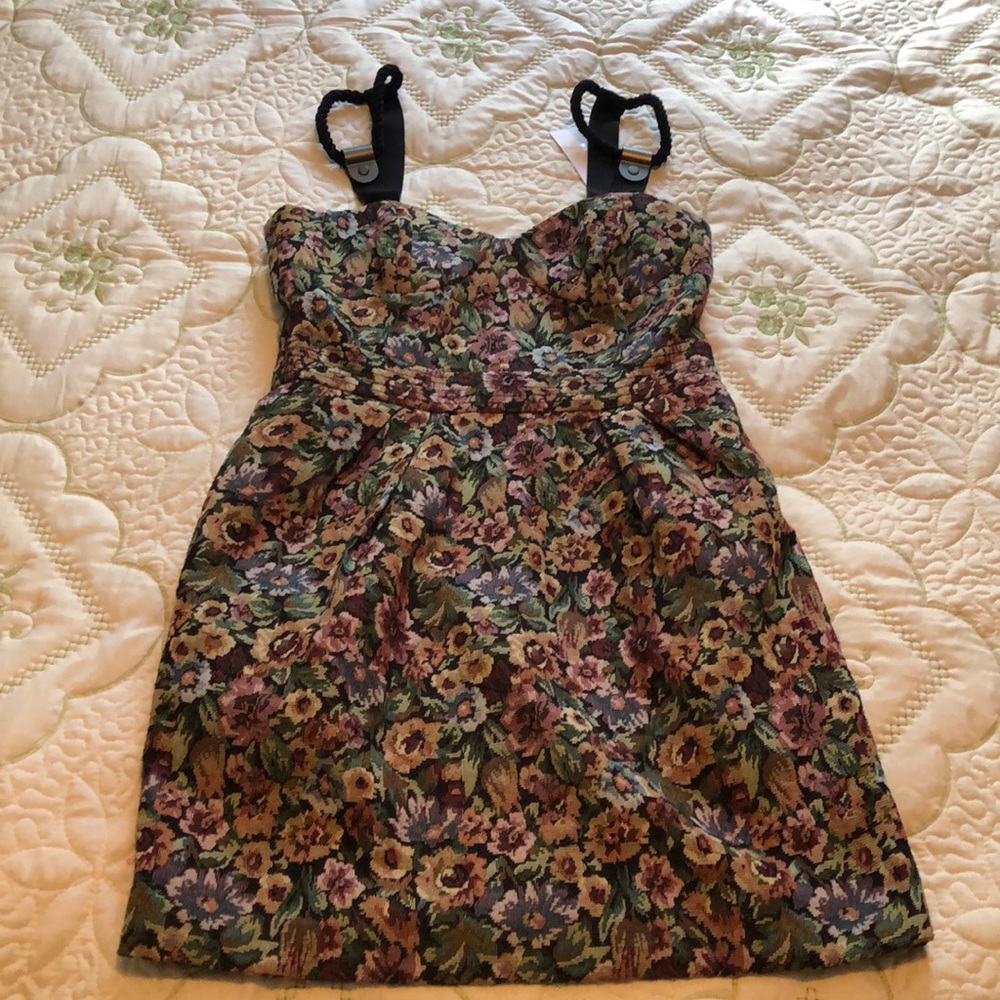 BCBG Floral strap mini dress